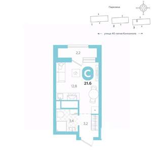 Студия квартира, вторичка, 22м2, 9/16 этаж