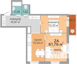 2-к квартира, вторичка, 62м2, 2/25 этаж