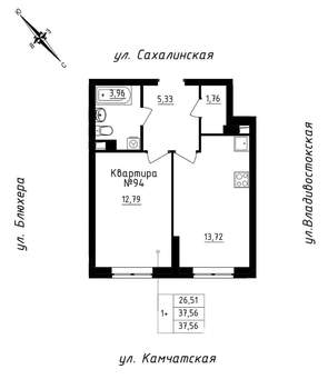 1-к квартира, строящийся дом, 38м2, 12/25 этаж