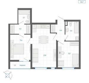 2-к квартира, вторичка, 65м2, 9/32 этаж