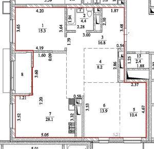 2-к квартира, вторичка, 100м2, 7/12 этаж