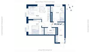 2-к квартира, вторичка, 61м2, 28/31 этаж