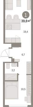 1-к квартира, вторичка, 40м2, 2/9 этаж