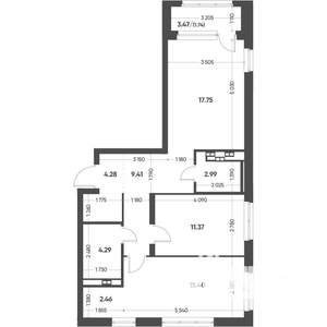 2-к квартира, вторичка, 72м2, 11/16 этаж