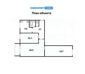 3-к квартира, вторичка, 59м2, 2/5 этаж