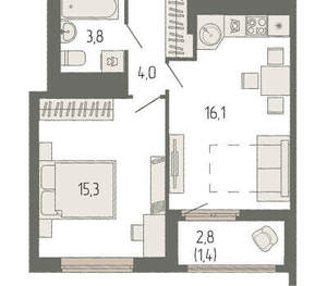 1-к квартира, вторичка, 41м2, 24/24 этаж