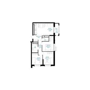 3-к квартира, строящийся дом, 75м2, 17/30 этаж
