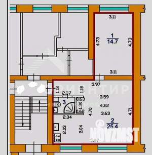 2-к квартира, вторичка, 43м2, 1/5 этаж