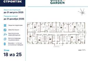 1-к квартира, сданный дом, 39м2, 18/25 этаж