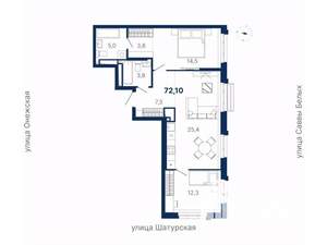 2-к квартира, вторичка, 72м2, 16/17 этаж
