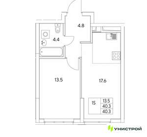 1-к квартира, вторичка, 40м2, 2/30 этаж