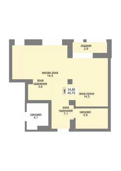 1-к квартира, вторичка, 45м2, 11/30 этаж