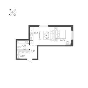1-к квартира, строящийся дом, 41м2, 16/24 этаж