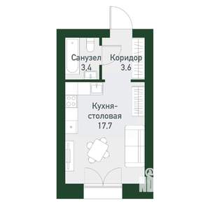 Студия квартира, вторичка, 24м2, 3/4 этаж
