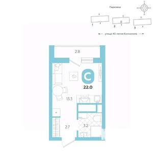 Студия квартира, вторичка, 22м2, 3/20 этаж