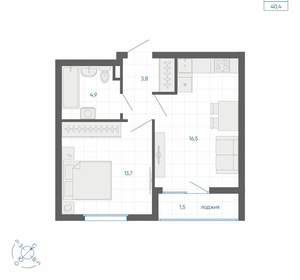 1-к квартира, вторичка, 40м2, 18/32 этаж