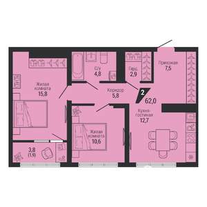 2-к квартира, вторичка, 62м2, 9/31 этаж