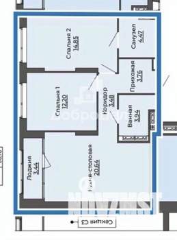 2-к квартира, вторичка, 64м2, 8/12 этаж