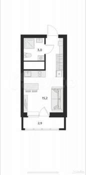 Студия квартира, вторичка, 19м2, 15/25 этаж
