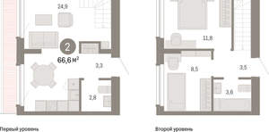 2-к квартира, вторичка, 67м2, 8/9 этаж
