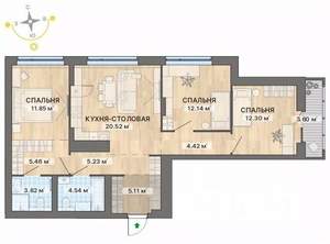 3-к квартира, вторичка, 89м2, 21/29 этаж