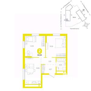 2-к квартира, вторичка, 55м2, 19/24 этаж