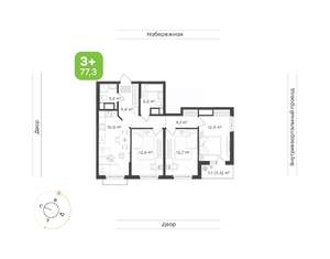 3-к квартира, вторичка, 77м2, 22/24 этаж