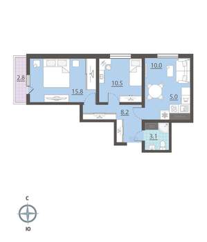 2-к квартира, вторичка, 53м2, 25/25 этаж