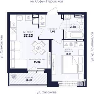 1-к квартира, вторичка, 37м2, 13/17 этаж