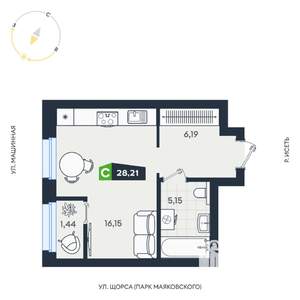 Студия квартира, строящийся дом, 28м2, 17/31 этаж