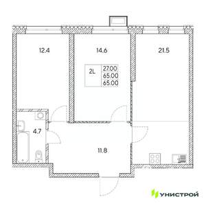 2-к квартира, вторичка, 65м2, 14/31 этаж