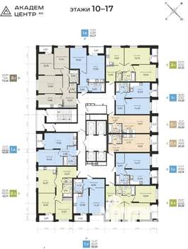 1-к квартира, строящийся дом, 44м2, 16/25 этаж