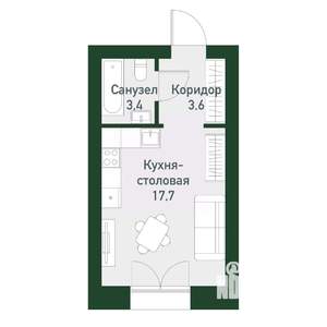 Студия квартира, вторичка, 25м2, 3/4 этаж