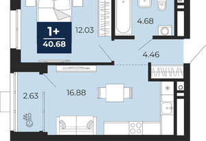 1-к квартира, вторичка, 41м2, 3/30 этаж