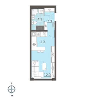 Студия квартира, вторичка, 26м2, 20/25 этаж