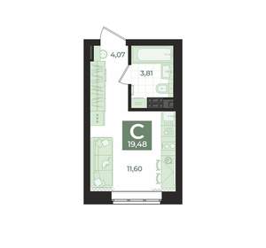 Студия квартира, вторичка, 19м2, 3/23 этаж