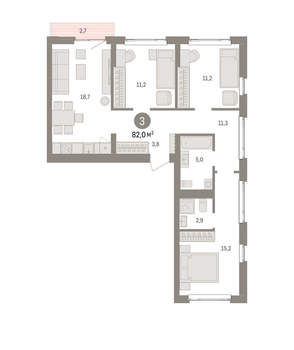 3-к квартира, вторичка, 82м2, 4/25 этаж