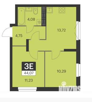 2-к квартира, вторичка, 44м2, 10/15 этаж