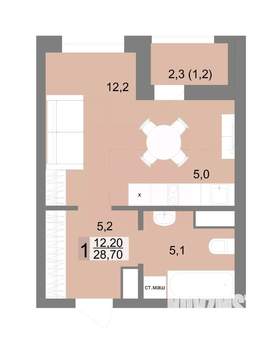 1-к квартира, вторичка, 29м2, 23/25 этаж