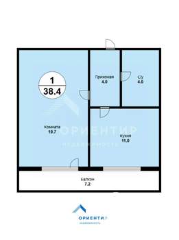 1-к квартира, вторичка, 38м2, 20/26 этаж