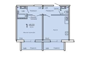 1-к квартира, строящийся дом, 53м2, 1/10 этаж
