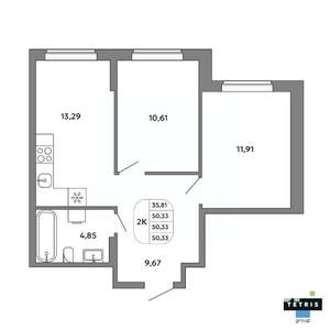 2-к квартира, вторичка, 50м2, 28/32 этаж