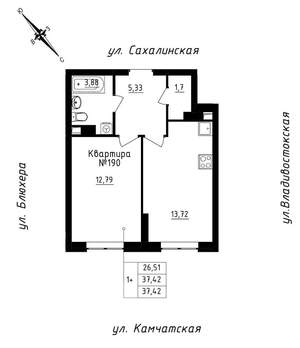 1-к квартира, строящийся дом, 37м2, 16/25 этаж