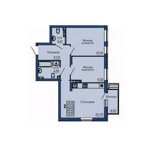2-к квартира, вторичка, 63м2, 4/13 этаж