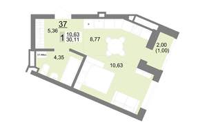 Студия квартира, вторичка, 30м2, 5/22 этаж
