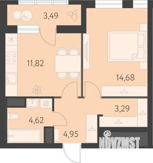 1-к квартира, вторичка, 41м2, 15/16 этаж