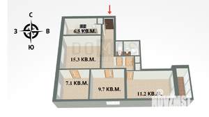 4-к квартира, вторичка, 64м2, 6/9 этаж