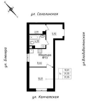 Студия квартира, вторичка, 31м2, 7/25 этаж