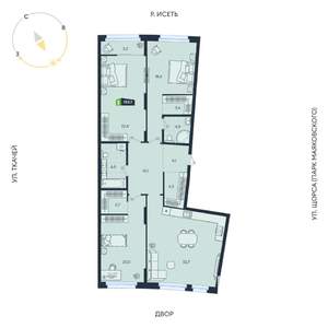 3-к квартира, вторичка, 132м2, 10/16 этаж