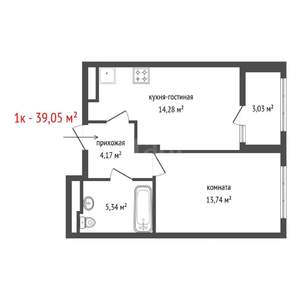 1-к квартира, вторичка, 39м2, 9/21 этаж